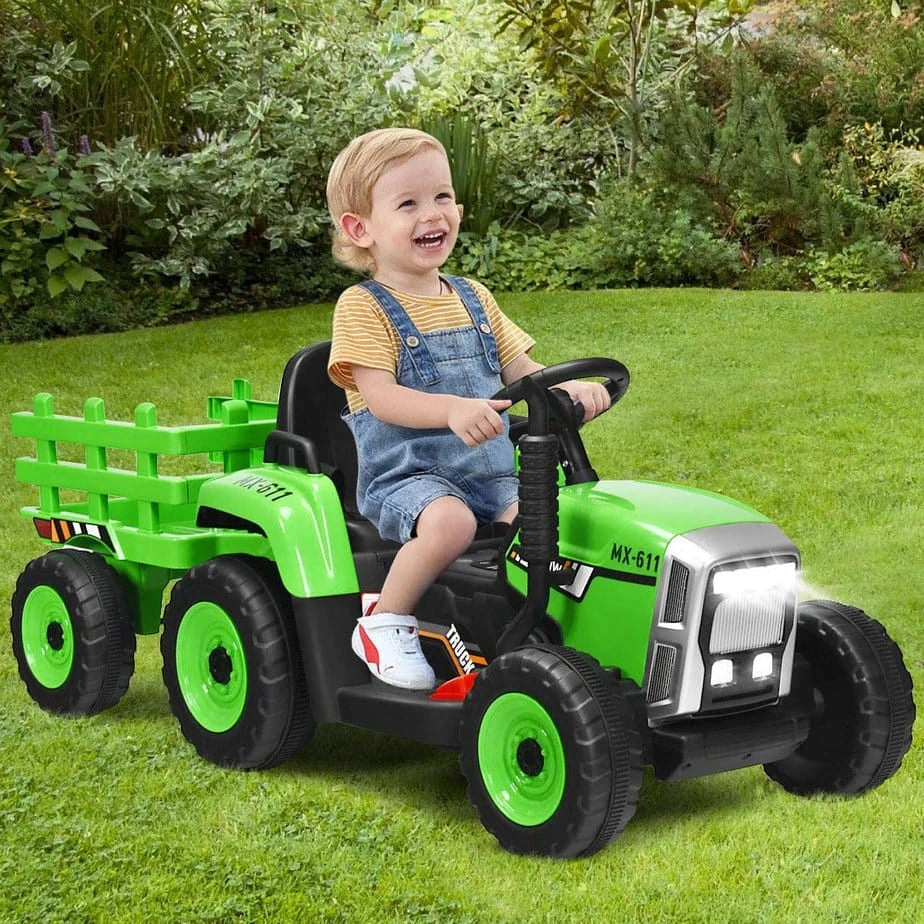 Kids’ 12v Electric Ride-on Tractor & Trailer with Parent Remote