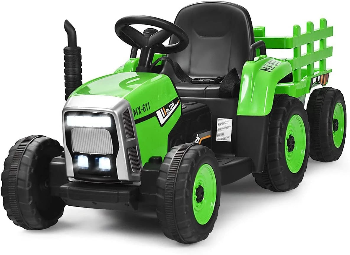 Kids’ 12v Electric Ride-on Tractor & Trailer with Parent Remote